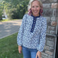 Navy Petals Blouse
