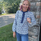 Navy Petals Blouse