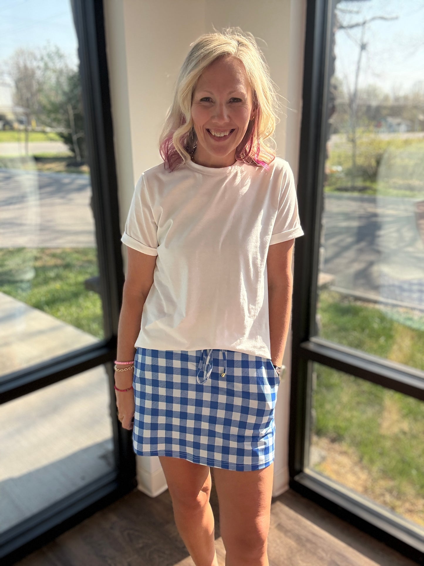 Shades of Blue Gingham Skort