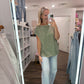 Side Slit Slub Tee- Olive
