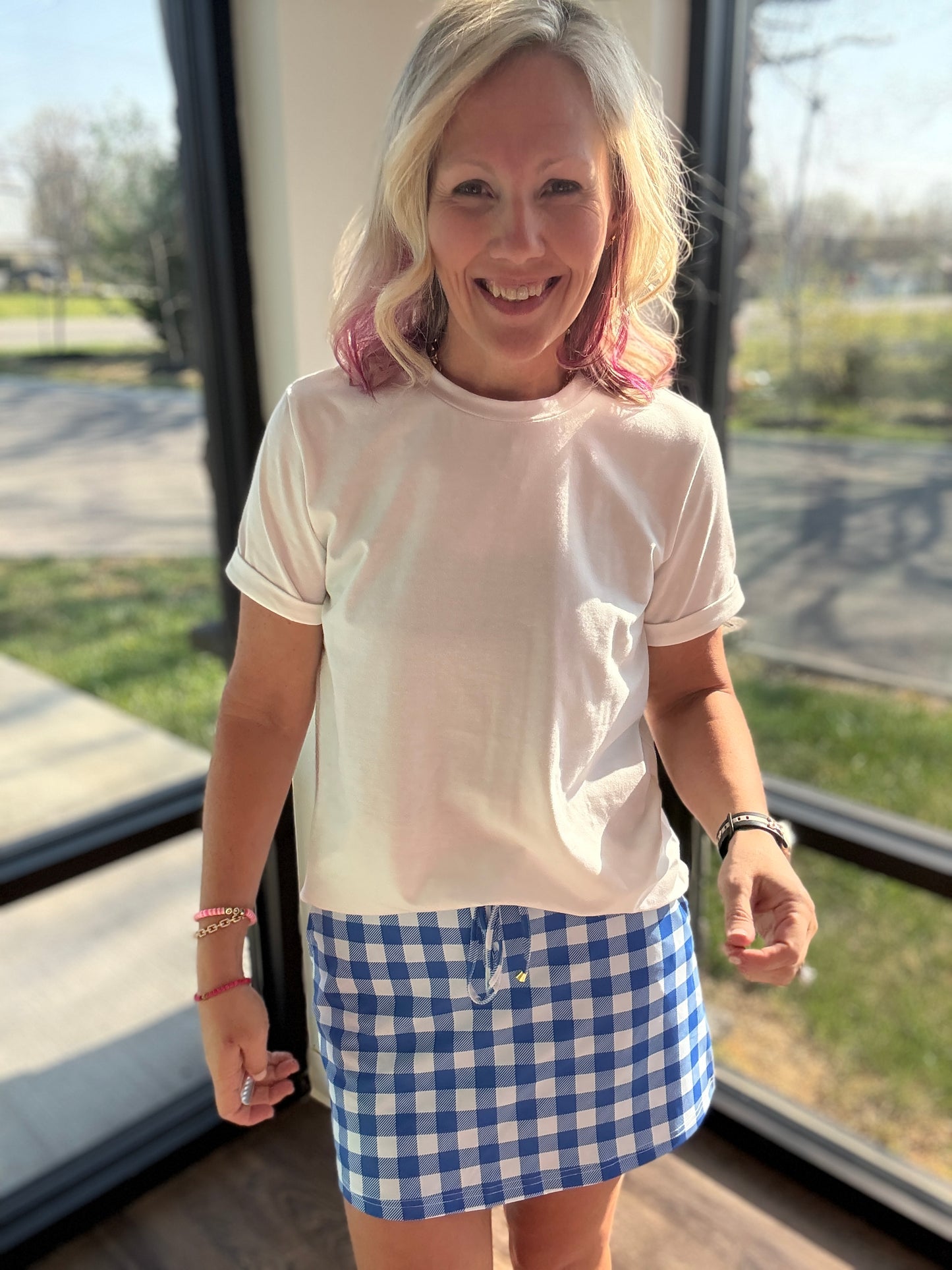 Shades of Blue Gingham Skort