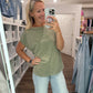 Side Slit Slub Tee- Olive