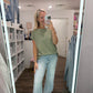 Side Slit Slub Tee- Olive