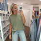 Side Slit Slub Tee- Olive
