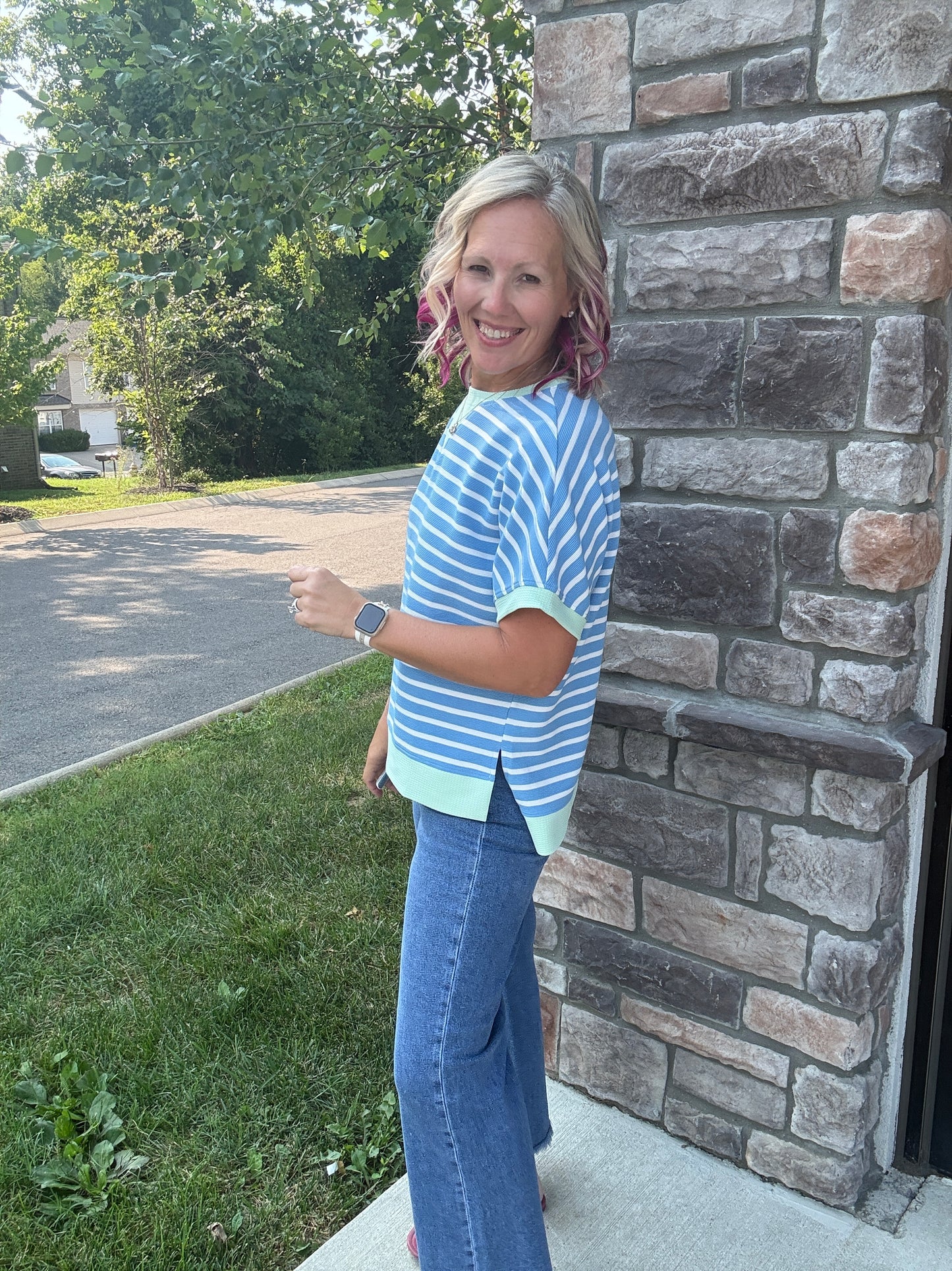 Simply Striped Tee- Blue