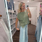 Side Slit Slub Tee- Olive
