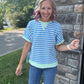 Simply Striped Tee- Blue