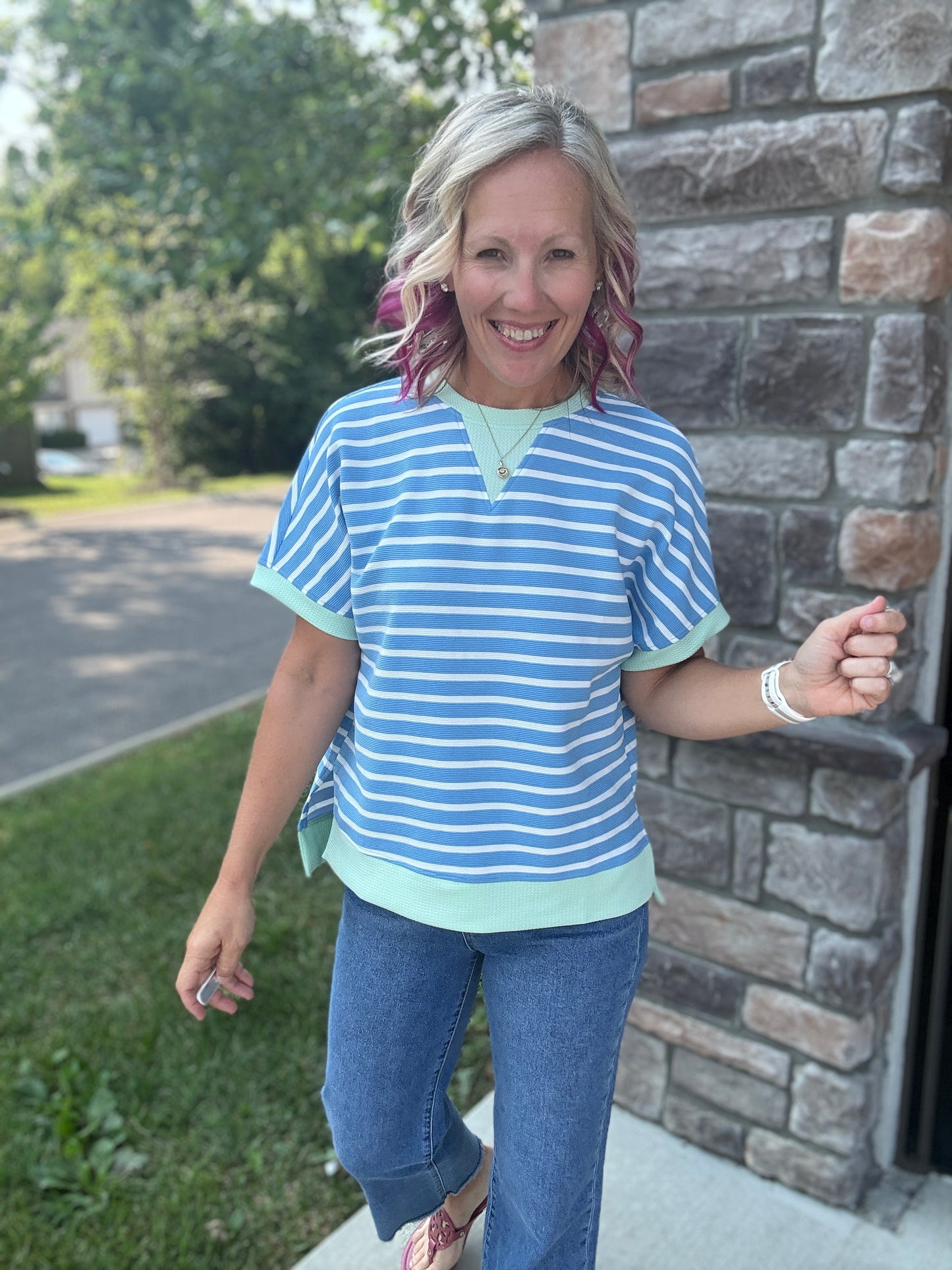 Simply Striped Tee- Blue