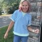 Simply Striped Tee- Blue