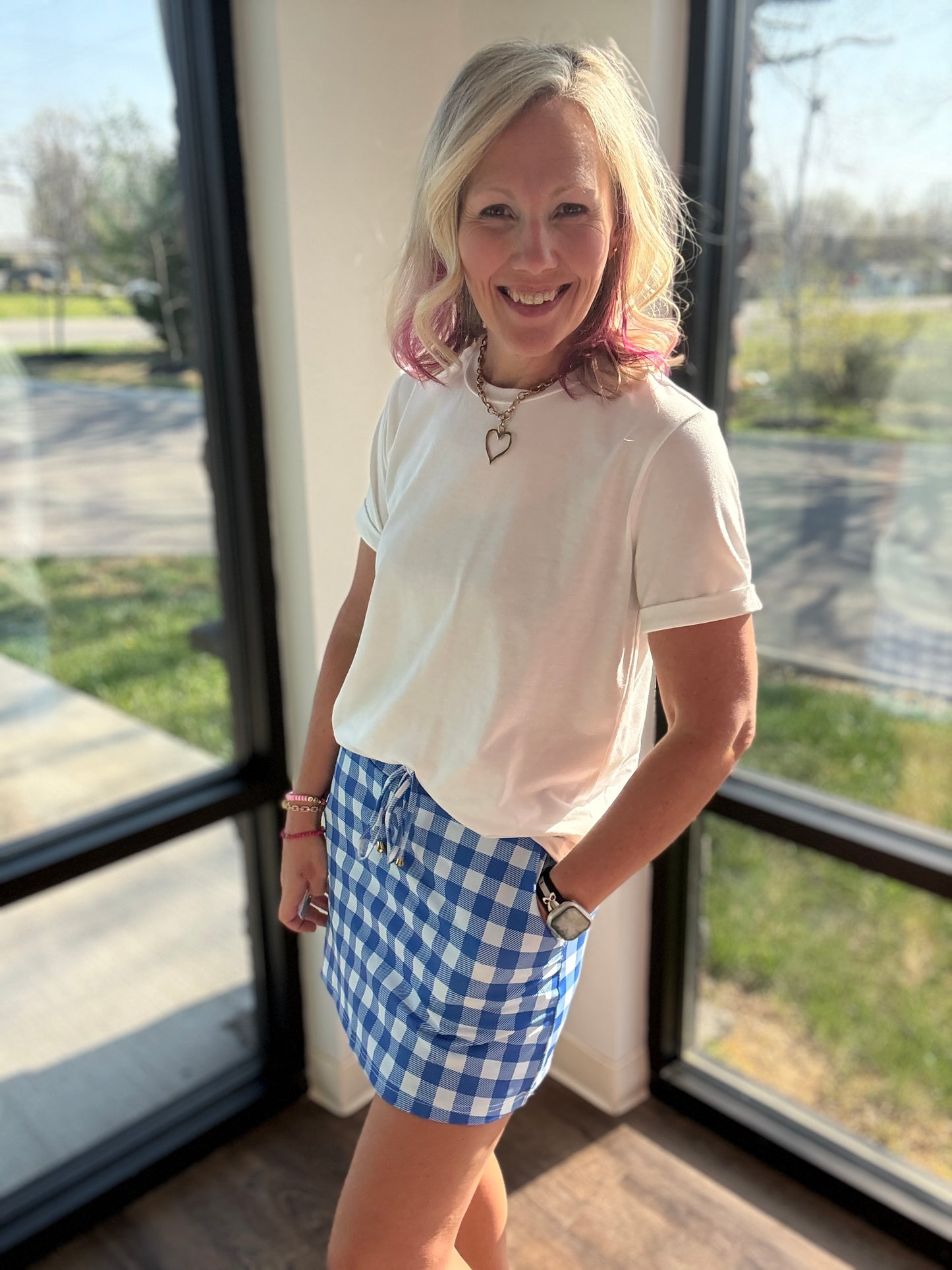 Shades of Blue Gingham Skort