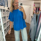Slub Seam Top- Ocean Blue
