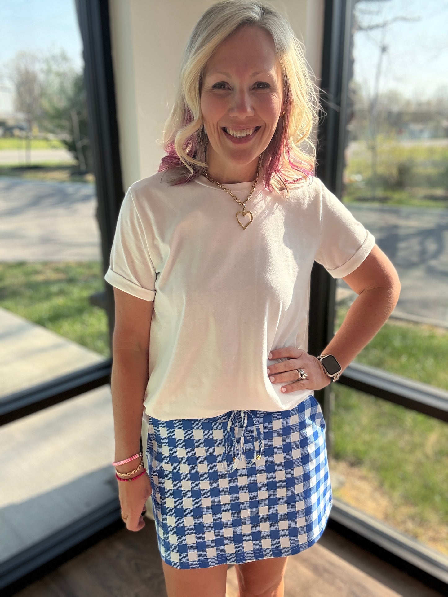 Shades of Blue Gingham Skort