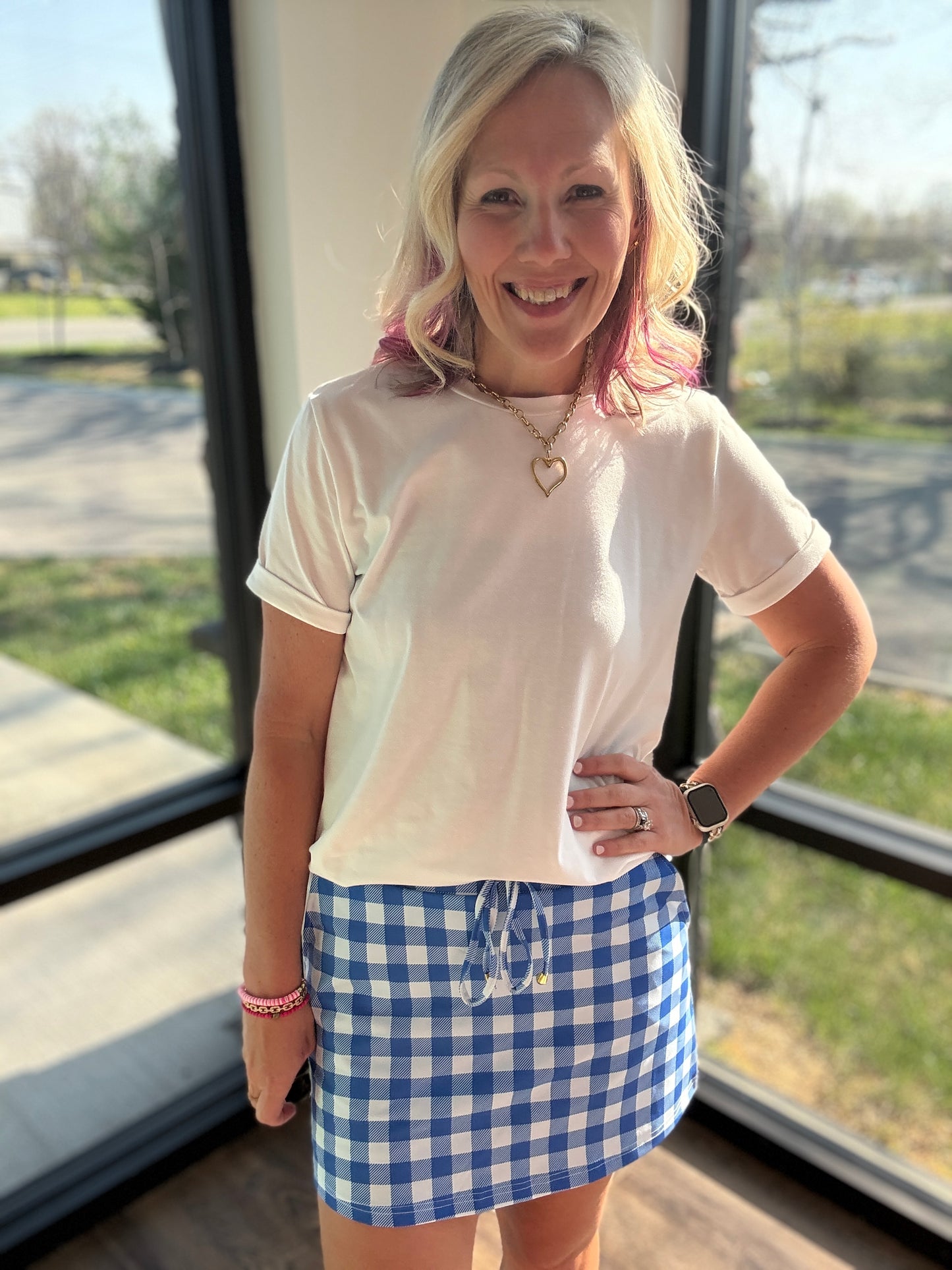 Shades of Blue Gingham Skort