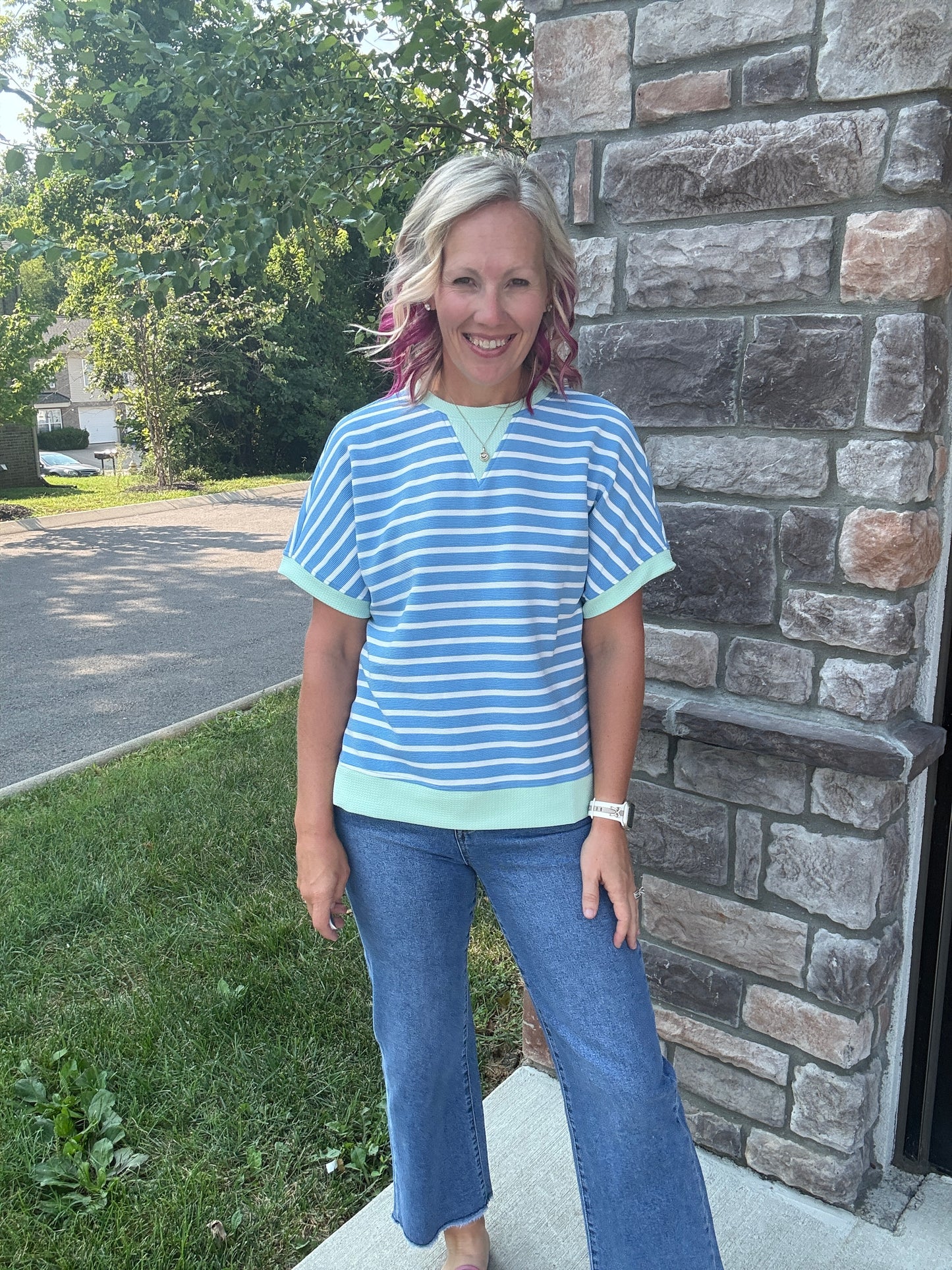 Simply Striped Tee- Blue