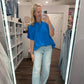 Slub Seam Top- Ocean Blue