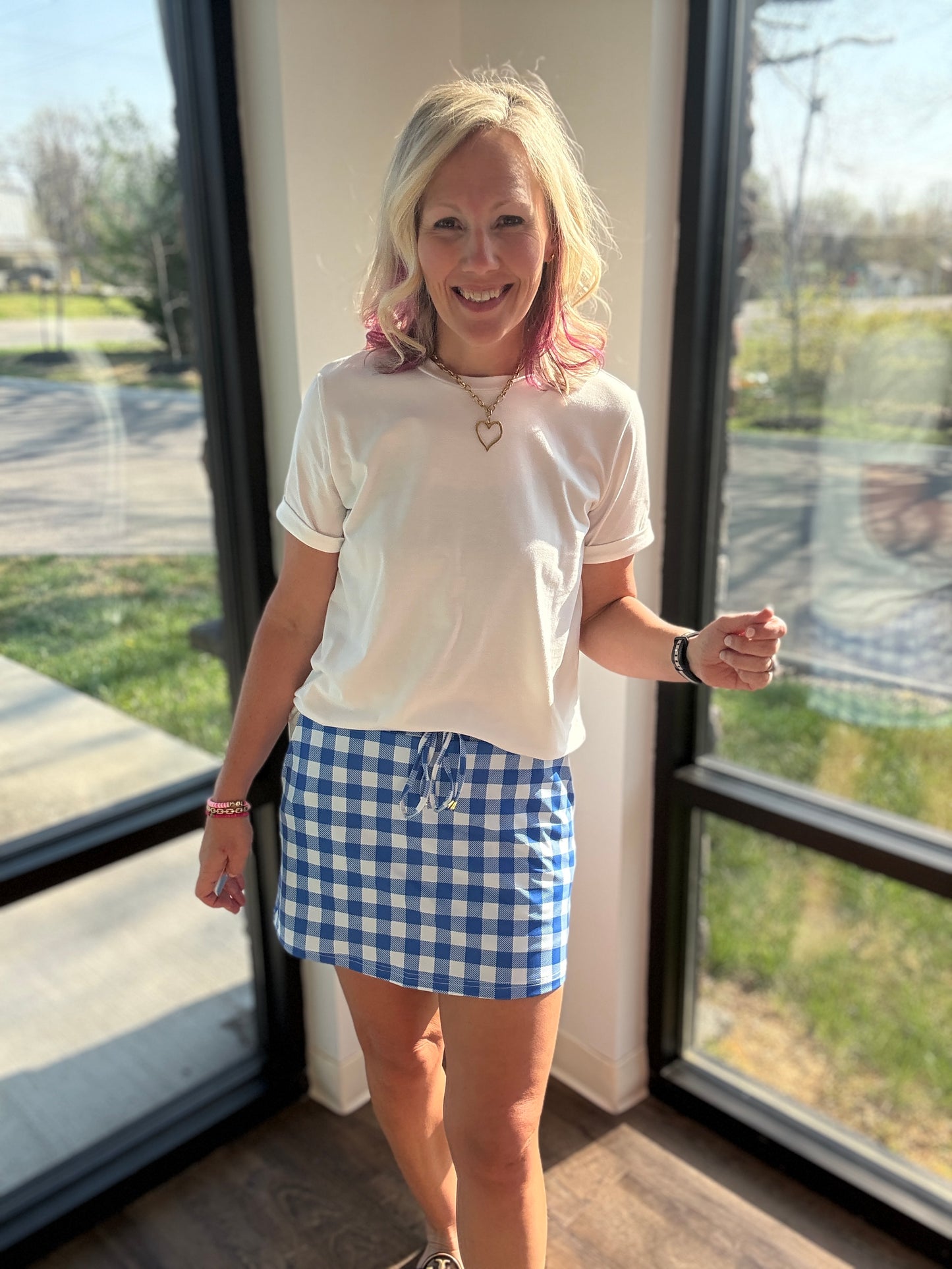 Shades of Blue Gingham Skort