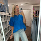 Slub Seam Top- Ocean Blue