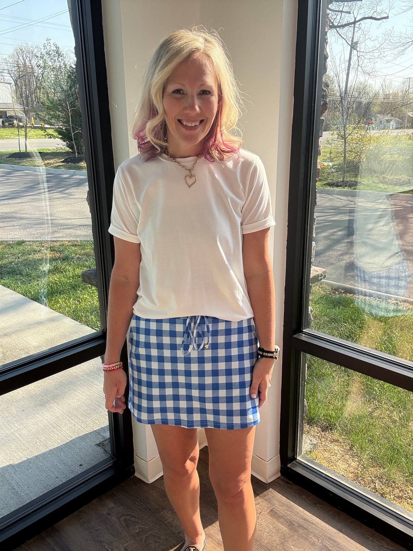 Shades of Blue Gingham Skort