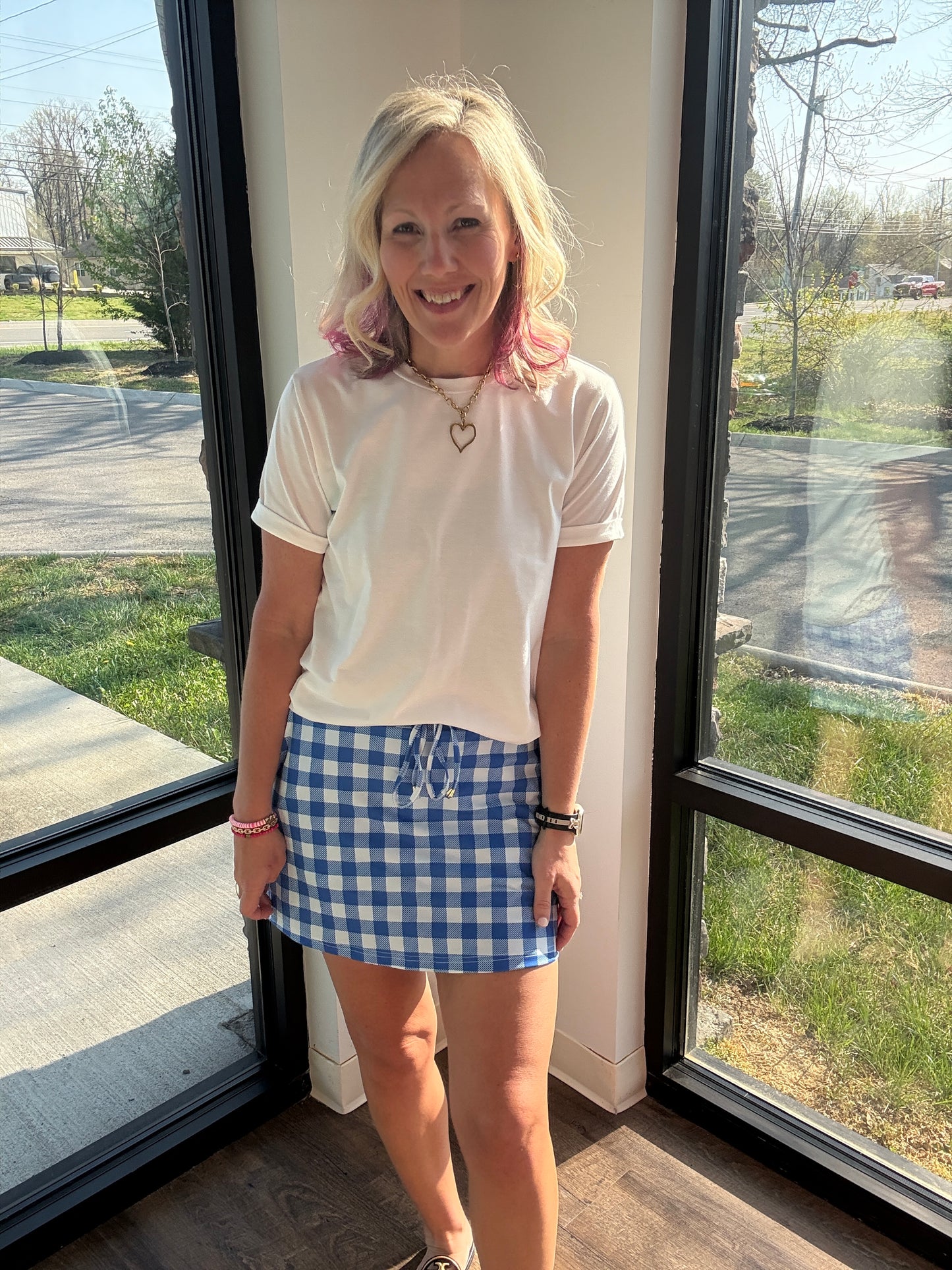 Shades of Blue Gingham Skort