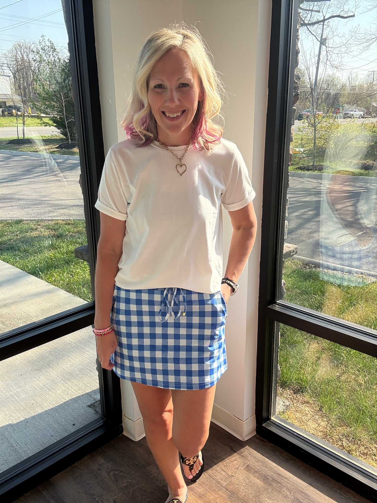Shades of Blue Gingham Skort