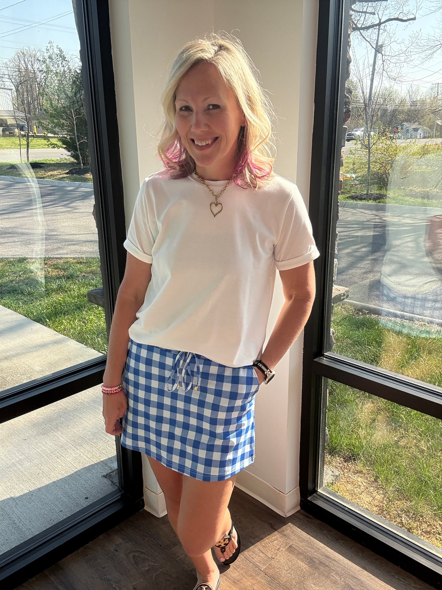 Shades of Blue Gingham Skort