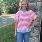 Simply Striped Tee- Pink