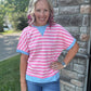 Simply Striped Tee- Pink
