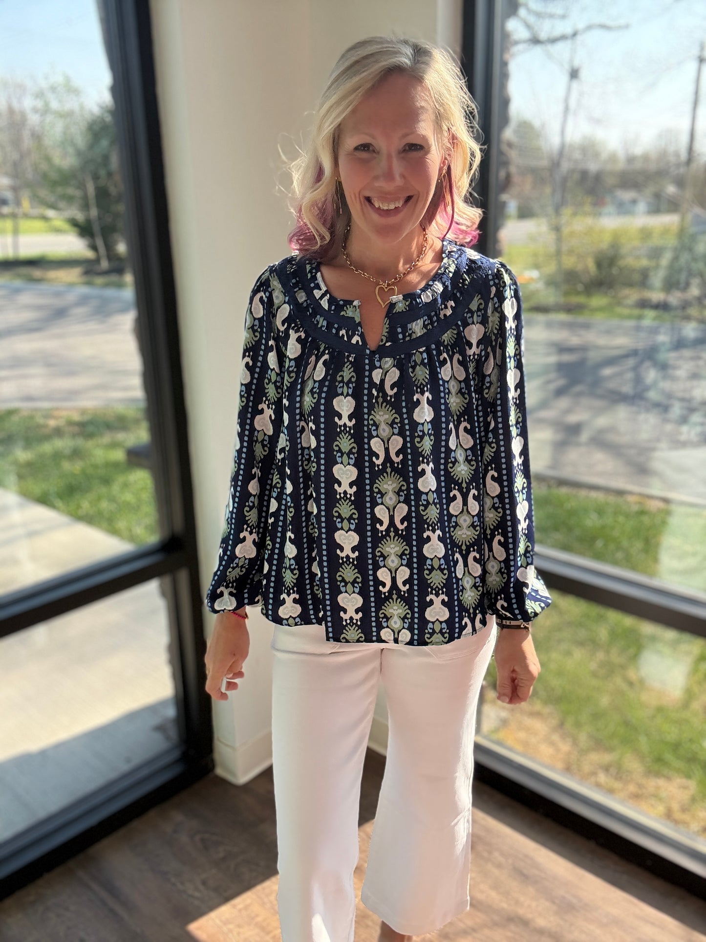 Navy Bloom Lace Top