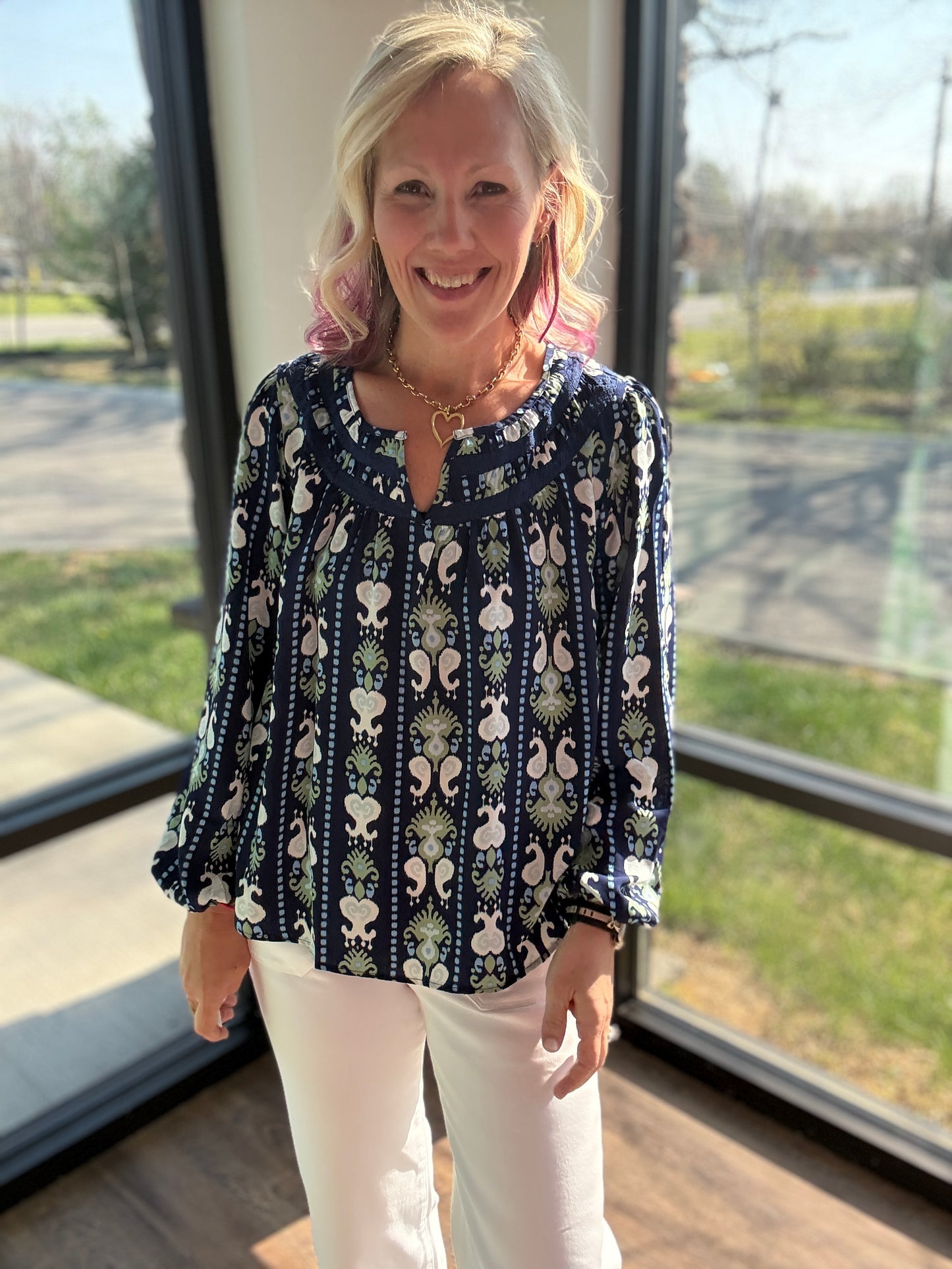 Navy Bloom Lace Top