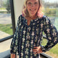 Navy Bloom Lace Top
