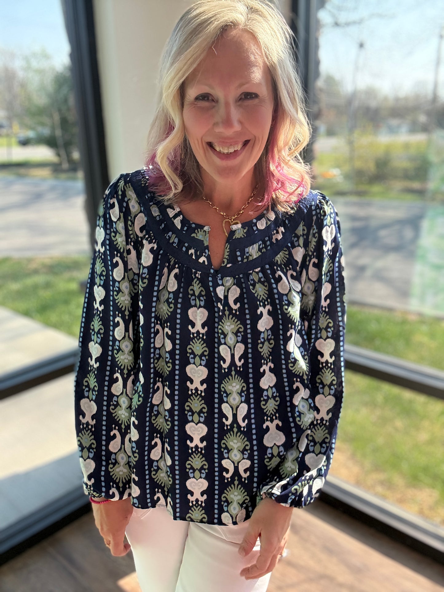 Navy Bloom Lace Top