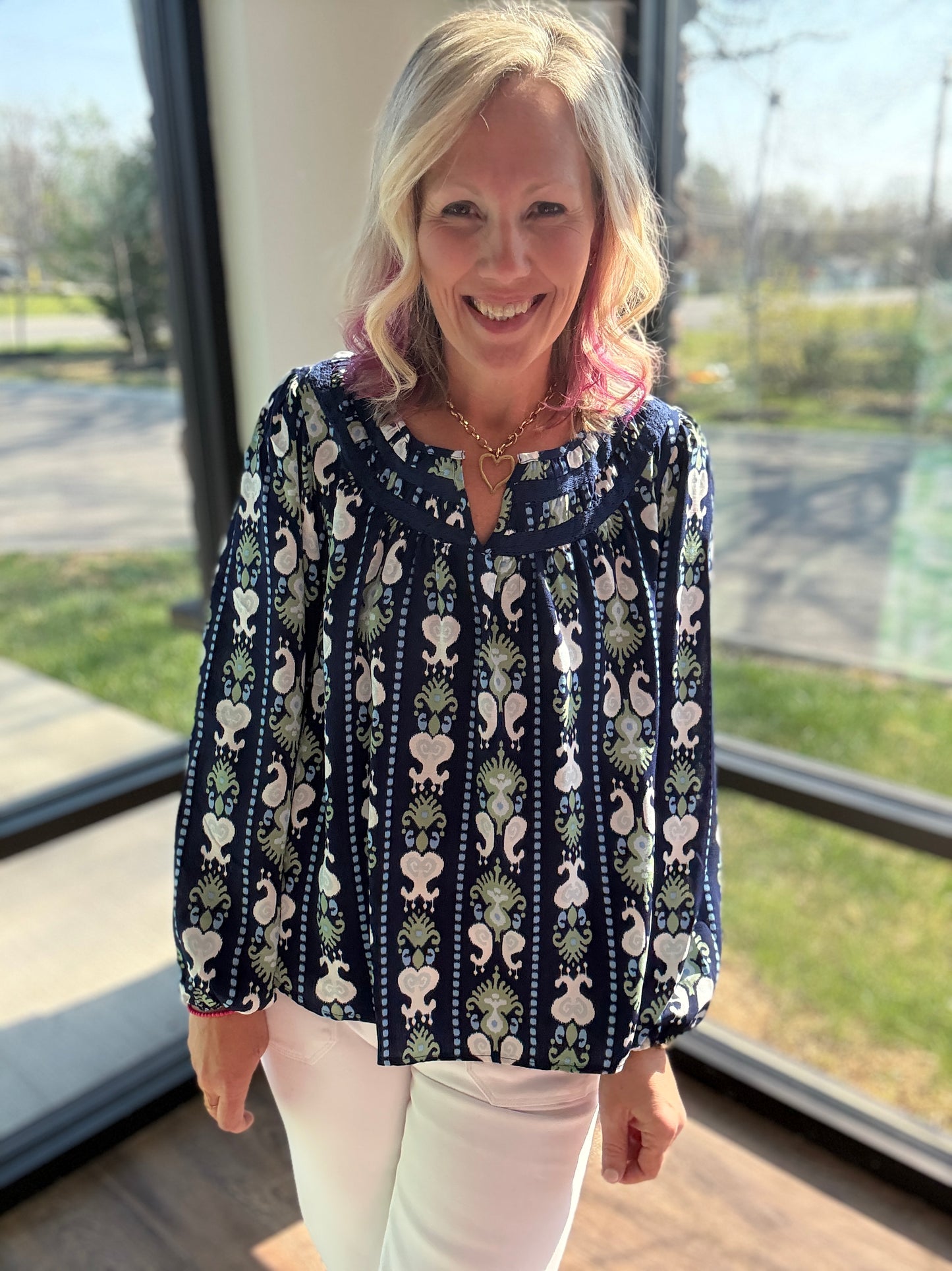 Navy Bloom Lace Top
