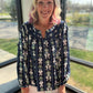 Navy Bloom Lace Top