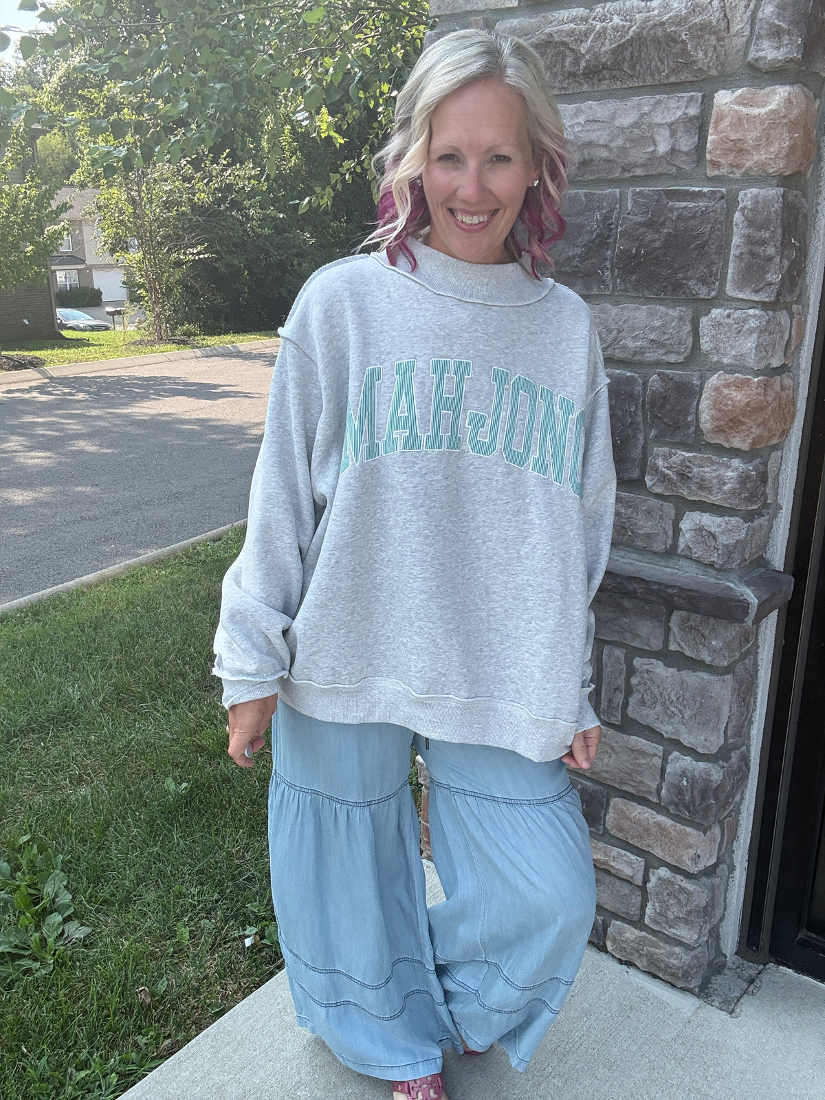 Mahjong Mockneck Sweatshirt- Green