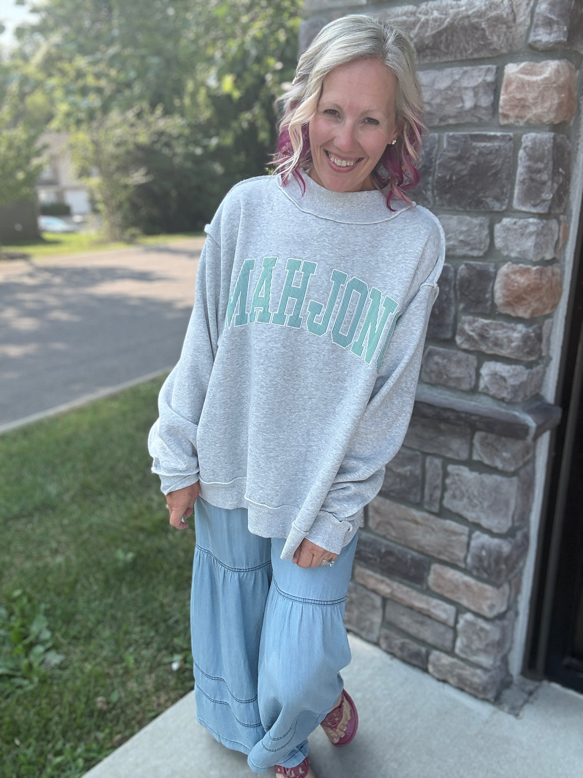 Mahjong Mockneck Sweatshirt- Green