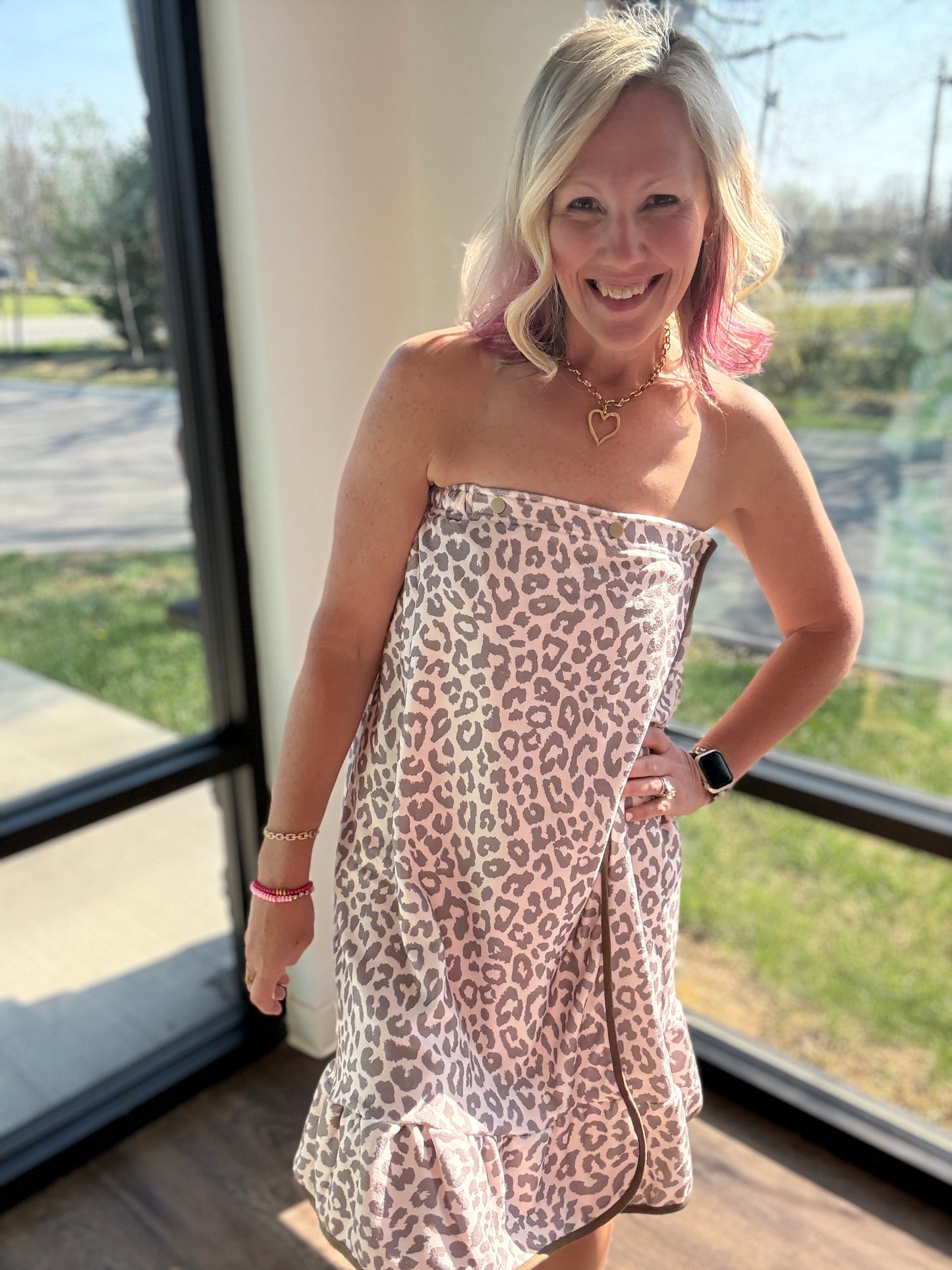 Almost Ready Bath Wrap- Bella Leopard