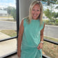 Green Acid Wash Skort Set