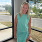 Green Acid Wash Skort Set