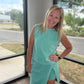 Green Acid Wash Skort Set
