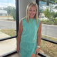 Green Acid Wash Skort Set