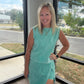 Green Acid Wash Skort Set