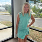 Green Acid Wash Skort Set