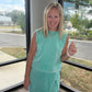 Green Acid Wash Skort Set