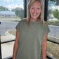 Side Slit Slub Tee- Olive