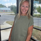 Side Slit Slub Tee- Olive