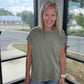 Side Slit Slub Tee- Olive