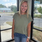 Side Slit Slub Tee- Olive