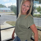 Side Slit Slub Tee- Olive
