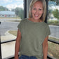 Side Slit Slub Tee- Olive