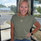 Side Slit Slub Tee- Olive